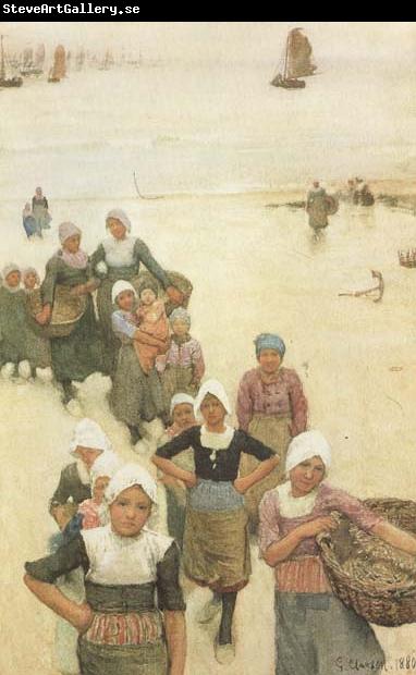 Sir George Clausen,RA Fisher Girls on the Beach (mk46)